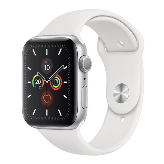 Б/У Смарт-годинник Apple Watch Series 5 44mm Silver Aluminum Case with White Sport Band (4-) - ціна, характеристики, відгуки, розстрочка, фото 1