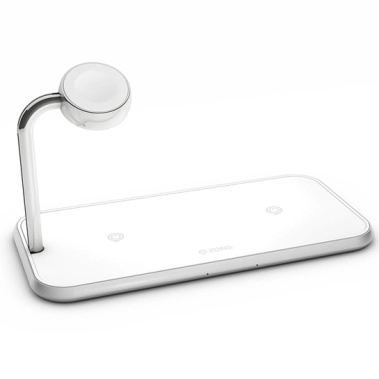 Беспроводное зарядное устройство ZENS Dual+Watch Fast Aluminium Wireless Charger White - цена, характеристики, отзывы, рассрочка, фото 1