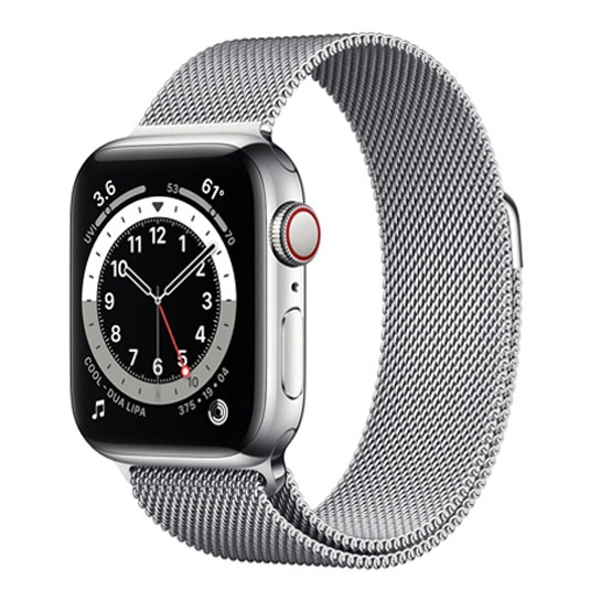 Смарт-годинник Apple Watch Series 6 + LTE 44mm Silver Stainless Steel Case with Silver Milanese Loop - ціна, характеристики, відгуки, розстрочка, фото 1