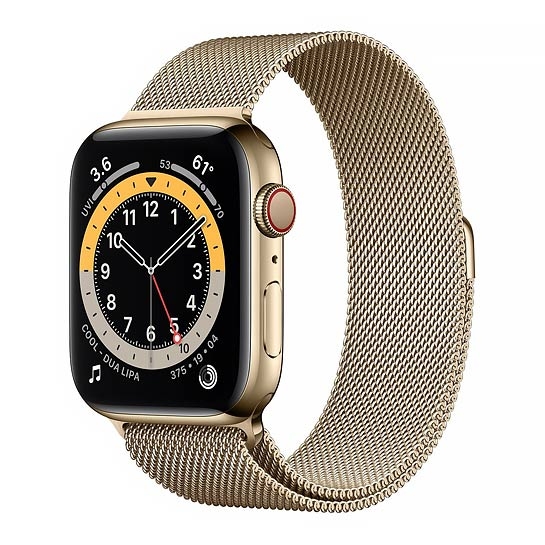 Смарт-годинник Apple Watch Series 6 + LTE 44mm Gold Stainless Steel Case with Gold Milanes Loop - ціна, характеристики, відгуки, розстрочка, фото 1