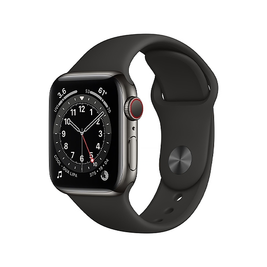 Смарт-годинник Apple Watch Series 6 + LTE 40mm Graphite Stainless Steel Case with Black Sport Band - ціна, характеристики, відгуки, розстрочка, фото 1