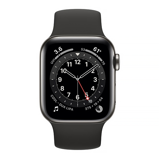 Смарт-годинник Apple Watch Series 6 + LTE 44mm Graphite Stainless Steel Case with Black Sport Band - ціна, характеристики, відгуки, розстрочка, фото 2