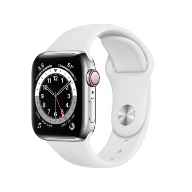 Смарт-часы Apple Watch Series 6 + LTE 40mm Silver Stainless Steel Case with White Sport Band