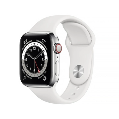 Смарт-годинник Apple Watch Series 6 + LTE 40mm Silver Stainless Steel Case with White Sport Band