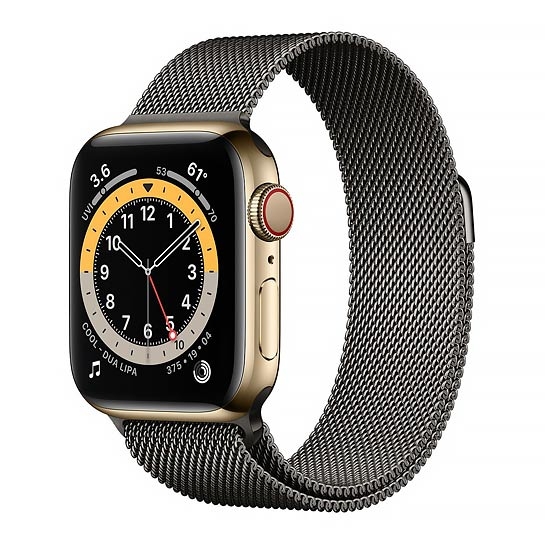 Смарт-часы Apple Watch Series 6 + LTE 44mm Gold Stainless Steel Case with Graphite Milanes Loop - цена, характеристики, отзывы, рассрочка, фото 1