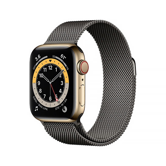 Смарт-годинник Apple Watch Series 6 + LTE 40mm Gold Stainless Steel Case with Graphite Milanes Loop - ціна, характеристики, відгуки, розстрочка, фото 1