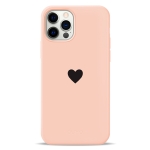 Чехол Pump Silicone Minimalistic Case for iPhone 12/12 Pro Black Heart on Pink #
