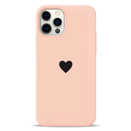 Чехол Pump Silicone Minimalistic Case for iPhone 12/12 Pro Black Heart on Pink #