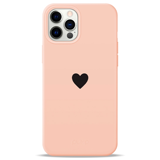 Чехол Pump Silicone Minimalistic Case for iPhone 12 Pro Max Black Heart on Pink # - цена, характеристики, отзывы, рассрочка, фото 1
