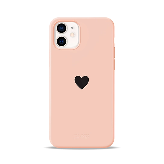 Чехол Pump Silicone Minimalistic Case for iPhone 12 mini Black Heart in Pink #