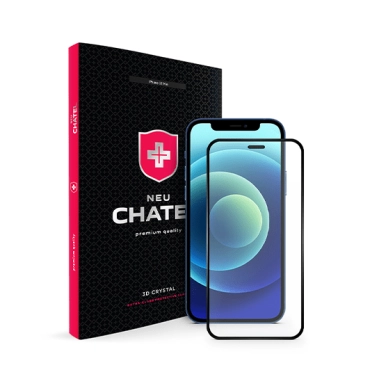 Стекло +NEU Chatel Full 2.5D Silk Narrow Border Crystal with Mesh for iPhone 12 mini Front Black - цена, характеристики, отзывы, рассрочка, фото 1