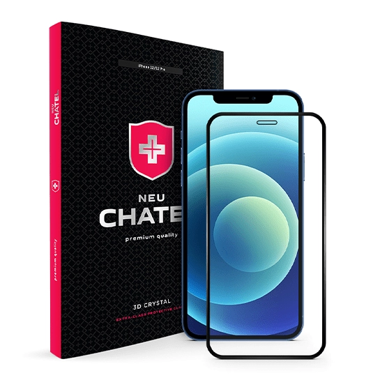 Стекло +NEU Chatel Full 2.5D Silk Narrow Border Crystal for iPhone 12/12 Pro Front Black