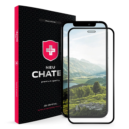 Стекло +NEU Chatel Full 2.5D Silk Narrow Border Crystal for iPhone 12 Pro Max Front Black