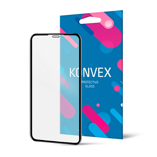 Скло KONVEX Protective Glass Full for iPhone 12 Pro Max Front Black - ціна, характеристики, відгуки, розстрочка, фото 1