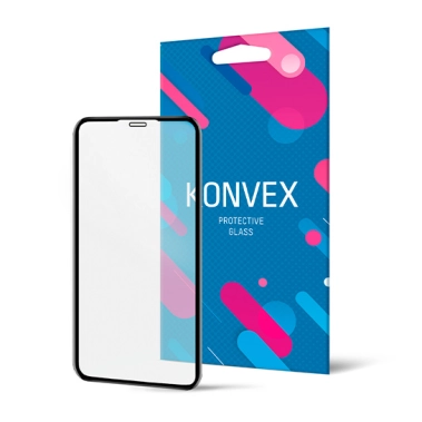 Стекло KONVEX Protective Glass Full for iPhone 12/12 Pro Front Black - цена, характеристики, отзывы, рассрочка, фото 1