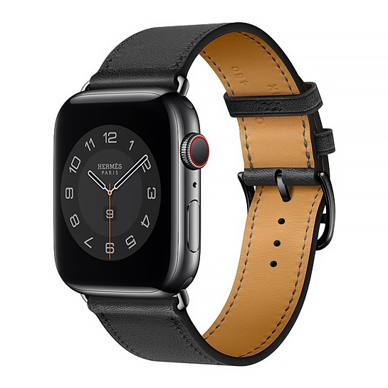 Смарт-часы Apple Watch Hermes Series 6 + LTE 44mm Sp.Black Stainless Steel Case with Noir Single Tour - цена, характеристики, отзывы, рассрочка, фото 1