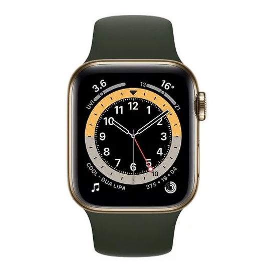 Смарт-часы Apple Watch Series 6 + LTE 44mm Gold Stainless Steel Case with Cyprus Green Sport Band - цена, характеристики, отзывы, рассрочка, фото 2
