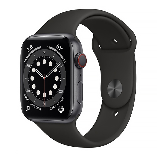 Смарт-часы Apple Watch Series 6 + LTE 44mm Space Gray Aluminum Case with Black Sport Band - цена, характеристики, отзывы, рассрочка, фото 1