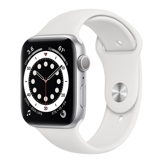 Б/У Смарт-годинник Apple Watch Series 6 44mm Silver Aluminum Case with White Sport Band (Відмінний) - ціна, характеристики, відгуки, розстрочка, фото 1