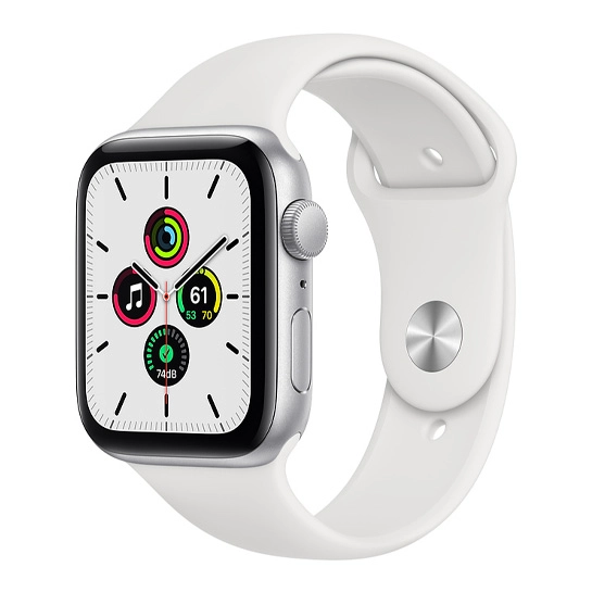 Б/У Смарт-часы Apple Watch SE 44mm Silver Aluminum Case with White Sport Band (Идеальное)