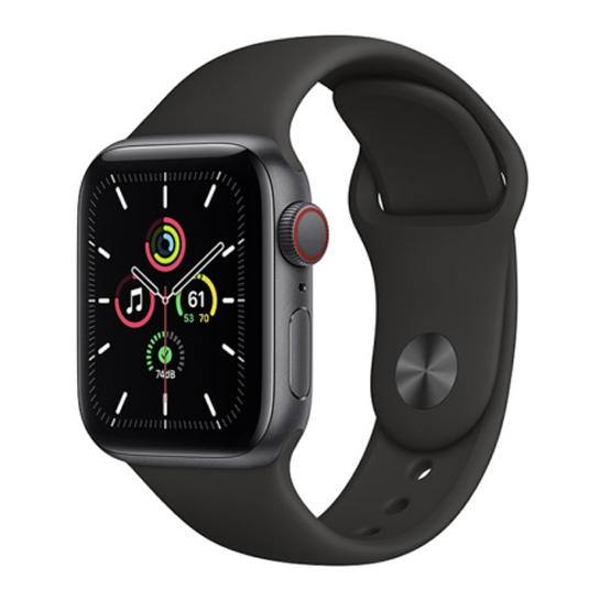 Смарт-годинник Apple Watch SE + LTE 44mm Space Gray Aluminum Case with Black Sport Band - ціна, характеристики, відгуки, розстрочка, фото 1