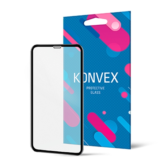 Стекло KONVEX Tempered Glass Full 3D for iPhone 11 Pro/XS/X Front Black - цена, характеристики, отзывы, рассрочка, фото 1
