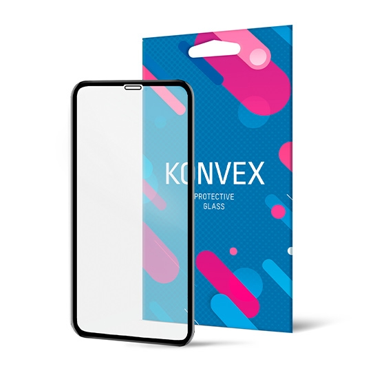 Скло KONVEX Tempered Glass Full 3D for iPhone 11 Pro Max/XS Max Front Black - ціна, характеристики, відгуки, розстрочка, фото 1