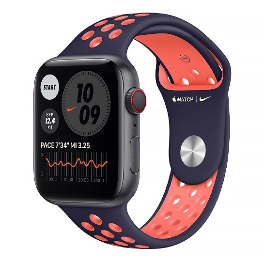 Смарт-часы Apple Watch Series 6 Nike+ LTE 44mm Space Gray Aluminum Case Blue Black/Bright Mango Band - цена, характеристики, отзывы, рассрочка, фото 1