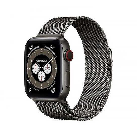 Смарт-годинник Apple Watch Series 6 + LTE 40mm Space Black Titanium Case with Graphite Milanese Loop - ціна, характеристики, відгуки, розстрочка, фото 1