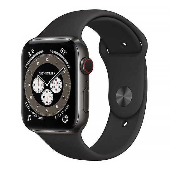 Смарт-годинник Apple Watch Series 6 + LTE 44mm Titanium Case with Dark Gray Sport Band M/L - ціна, характеристики, відгуки, розстрочка, фото 1