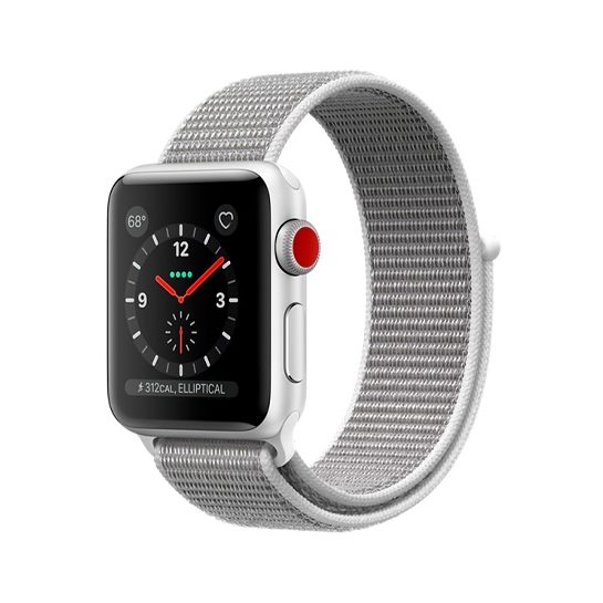 Смарт Годинник Apple Watch Series 3 + LTE 38mm Silver Aluminum with Seashell Sport Loop - ціна, характеристики, відгуки, розстрочка, фото 1