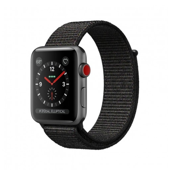 Смарт Годинник Apple Watch Series 3 + LTE 38mm Space Gray Aluminum Case with Black Sport Loop - ціна, характеристики, відгуки, розстрочка, фото 1
