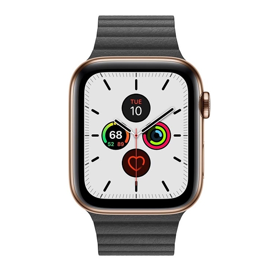Смарт-годинник Apple Watch Series 5 + LTE 44mm Gold Stainless Steel Case with with Black Leather Loop - ціна, характеристики, відгуки, розстрочка, фото 2