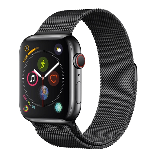 Б/У Смарт-годинник Apple Watch Series 4+LTE 44mm Space Black Stainless Steel Case with Black Milanese (Ідеальний) - цена, характеристики, отзывы, рассрочка, фото 1