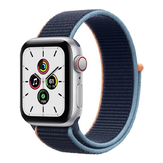 Смарт-годинник Apple Watch SE + LTE 44mm Silver Aluminium with Deep Navy Sport Loop - ціна, характеристики, відгуки, розстрочка, фото 1
