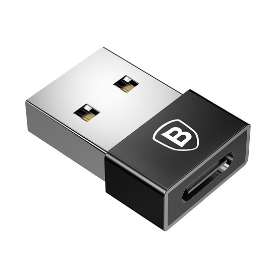 Перехідник Baseus Exquisite USB-A to Type-C Adapter Black - ціна, характеристики, відгуки, розстрочка, фото 2