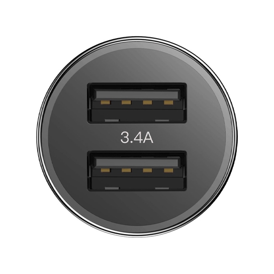 Автомобільний зарядний пристрій Baseus Small Screw 3.4A 2USB with Lightning Cable Black - ціна, характеристики, відгуки, розстрочка, фото 2