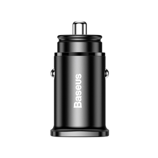 Автомобильное зарядное устройство Baseus Square Metal Type-C PD + USB QC 4.0 30W Car Charger Black - цена, характеристики, отзывы, рассрочка, фото 1