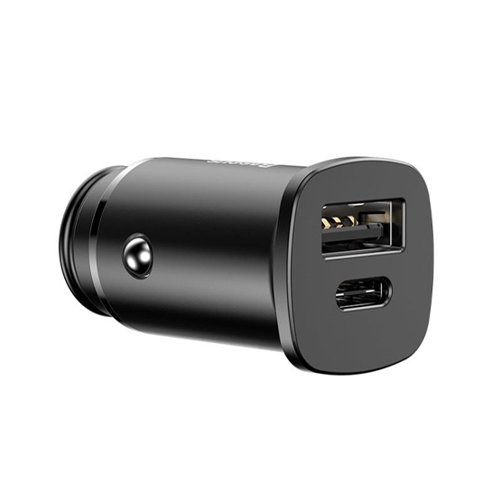 Автомобильное зарядное устройство Baseus Square Metal Type-C PD + USB QC 4.0 30W Car Charger Black - цена, характеристики, отзывы, рассрочка, фото 2