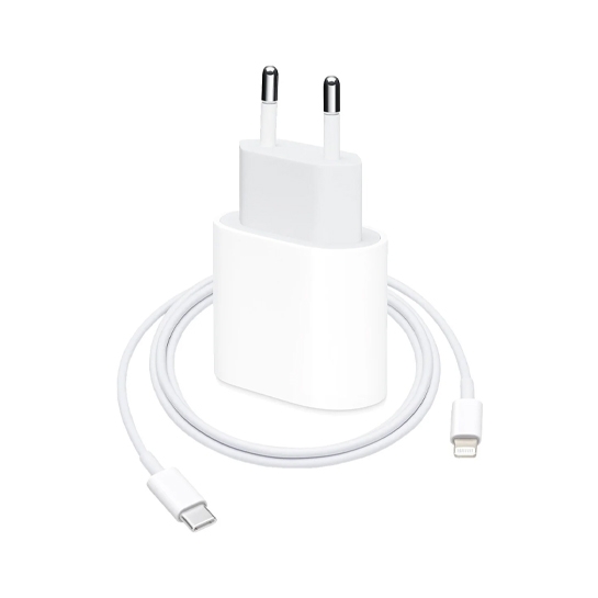 Комплект швидкої зарядки для iPhone (Apple 20W USB-C Power Adapter + Apple Lightning to USB-C Cable 1m) - ціна, характеристики, відгуки, розстрочка, фото 1