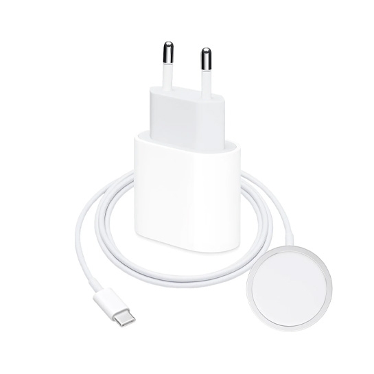 Комплект швидкої зарядки для iPhone (Apple 20W USB-C Power Adapter + Apple MagSafe Charger) - ціна, характеристики, відгуки, розстрочка, фото 1