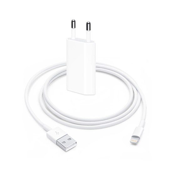 Комплект зарядки для iPhone (Apple 5W USB Power Adapter + Apple Lightning to USB Cable 1m) - ціна, характеристики, відгуки, розстрочка, фото 1