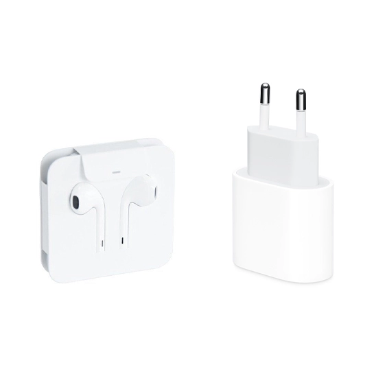 Комплект зарядки для iPhone (Apple 20W USB-C Power Adapter + Apple EarPods with Lightning Connector)