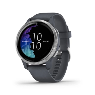 Спортивные часы Garmin Venu Silver Stainless Steel Bezel with Granite Blue and Silicone Band - цена, характеристики, отзывы, рассрочка, фото 1