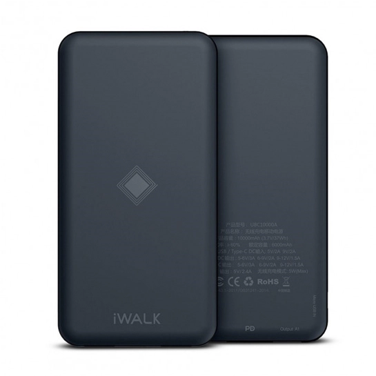 Беспроводной внешний аккумулятор iWALK Chic Air 10000mAh Blue