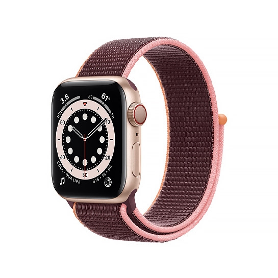 Смарт-годинник Apple Watch Series 6 + LTE 40mm Gold Aluminum Case with Plum Sport Loop - ціна, характеристики, відгуки, розстрочка, фото 1