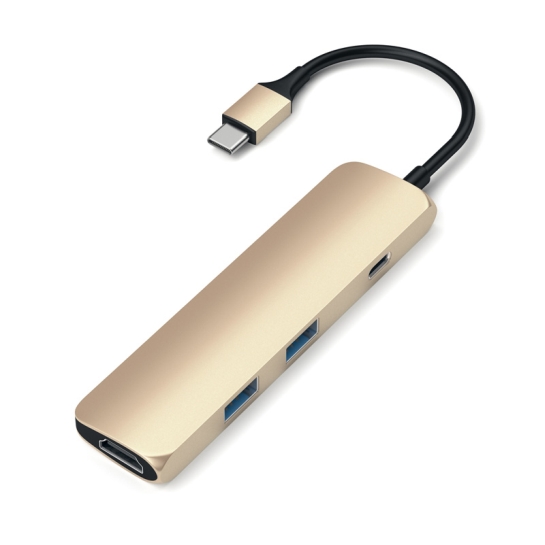 USB-хаб Satechi Slim Aluminum Type-C Multi-Port Adapter with Type-C Charging Port Gold - цена, характеристики, отзывы, рассрочка, фото 3
