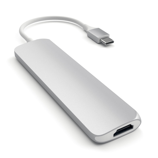 USB-хаб Satechi Slim Aluminum Type-C Multi-Port Adapter with Type-C Charging Port Silver - цена, характеристики, отзывы, рассрочка, фото 4