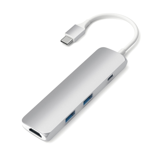 USB-хаб Satechi Slim Aluminum Type-C Multi-Port Adapter with Type-C Charging Port Silver - ціна, характеристики, відгуки, розстрочка, фото 2