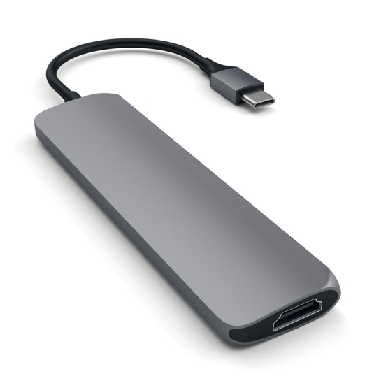 USB-хаб Satechi Slim Aluminum Type-C Multi-Port Adapter with Type-C Charging Port Space Gray - цена, характеристики, отзывы, рассрочка, фото 2